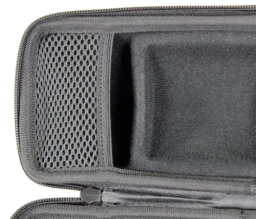 Open aluminum case with rifle