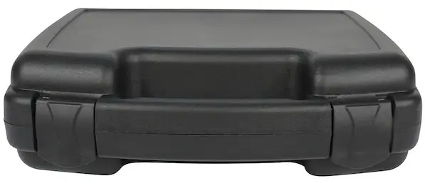 Stack of black injection molded hard cases